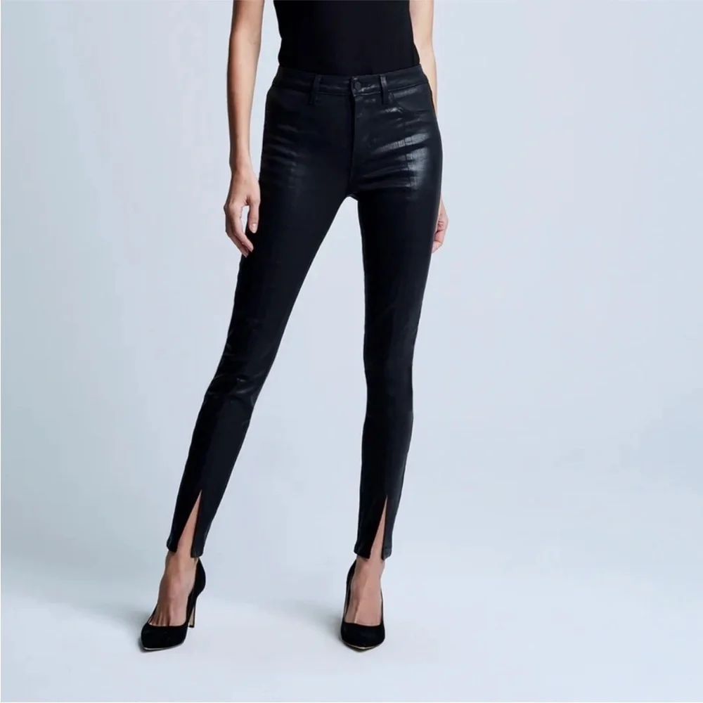 NWOT L'AGENCE Jyothi Coated Split Ankle High Rise Bodycon Skinny Jeans Size 29